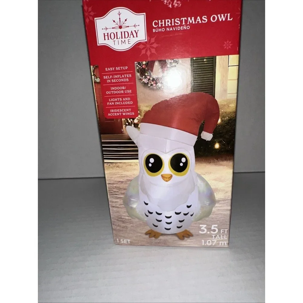 Holiday‎ Time Christmas Owl Inflatable 3.5  ft Tall Outside Yard Decor LED